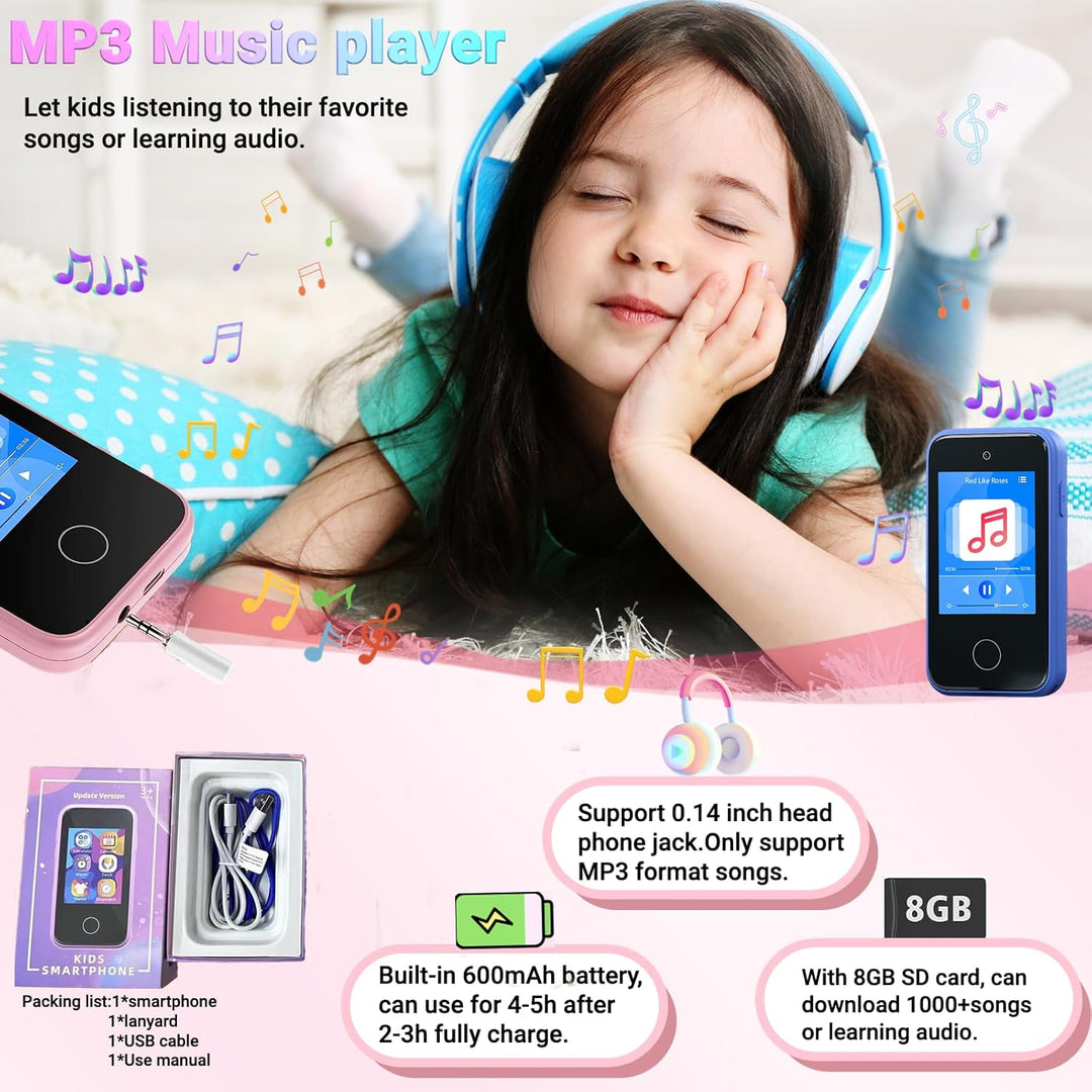 Kinder Handy for 3-8 Jahre,Smartphone und Lernspielzeug für Kleinkinder (Blue), Blue