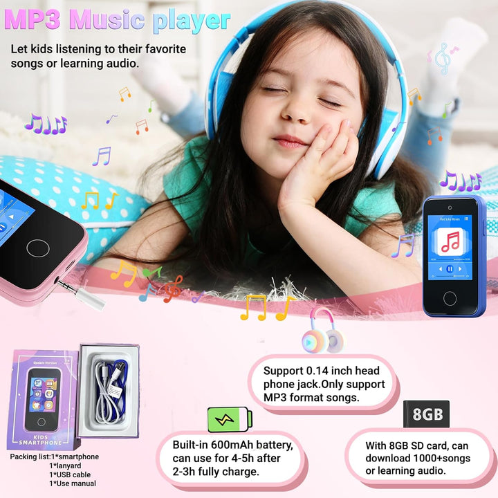 Kinder Handy for 3-8 Jahre,Smartphone und Lernspielzeug für Kleinkinder (Blue), Blue