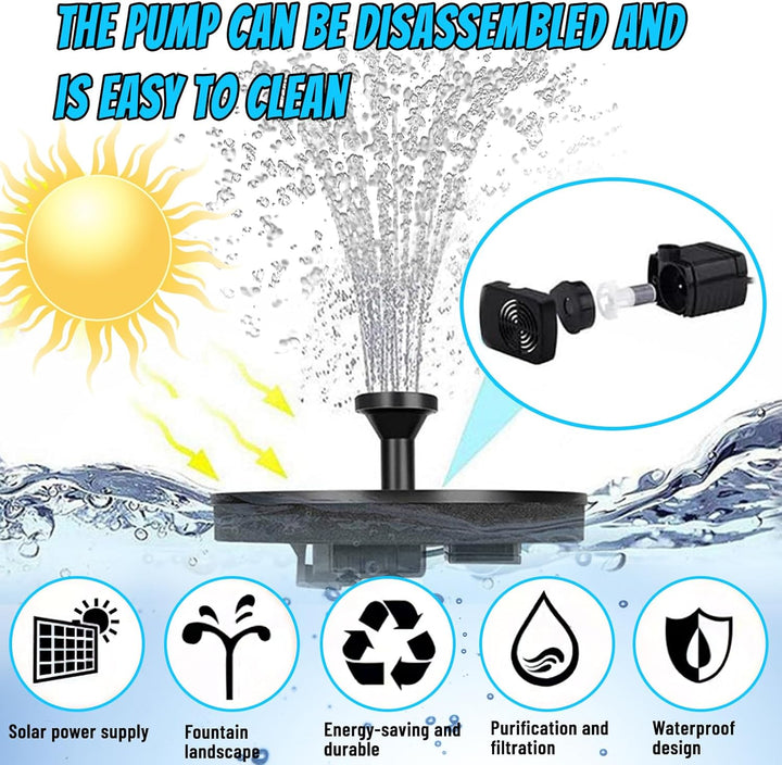 Solar Fountain, Fancysky Springbrunnen Solar with 8 Nozzles, 16cm Solarbrunnen für Draussen, Solar F