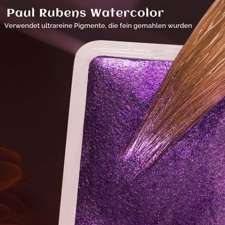 Paul Rubens 48 Aquarellfarben, Perlglanzfarben Solid Wasserfarben Zeichnung Kleine Pfanne mit Metall