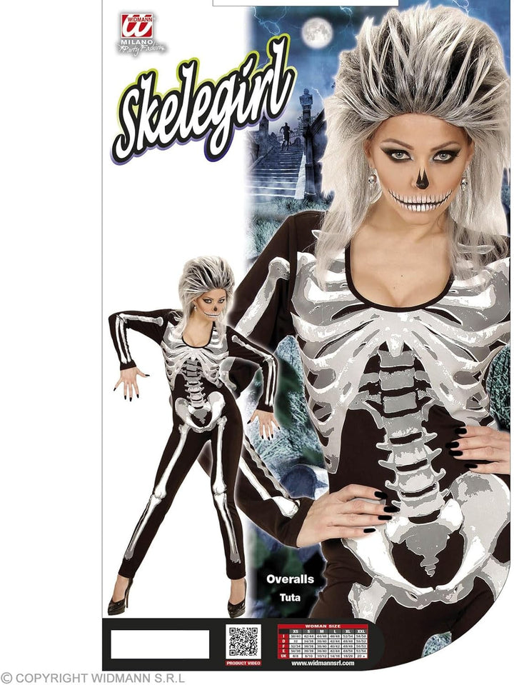 W WIDMANN MILANO Party Fashion - Kostüm Skelettgirl, Overall, Halloween, Karneval, Mottoparty, S