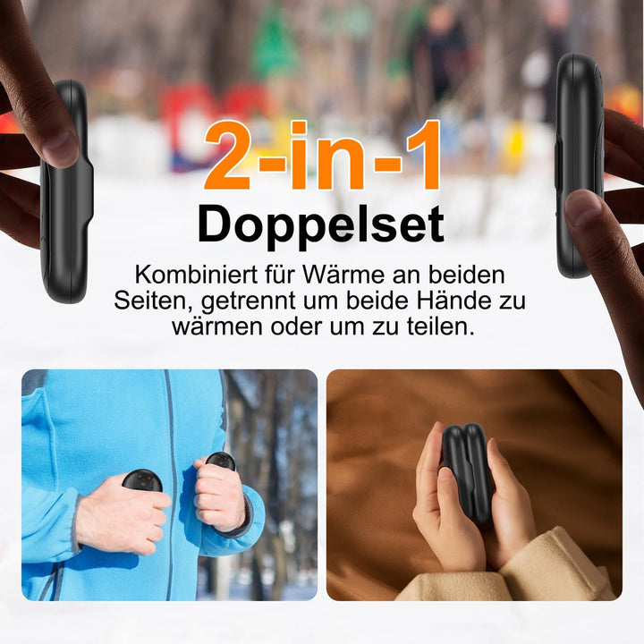Lepwings Handwärmer Elektrisch, 2er 3000mAh Taschenwärmer Wiederverwendbar mit 3 Modi, 20 Stunden La