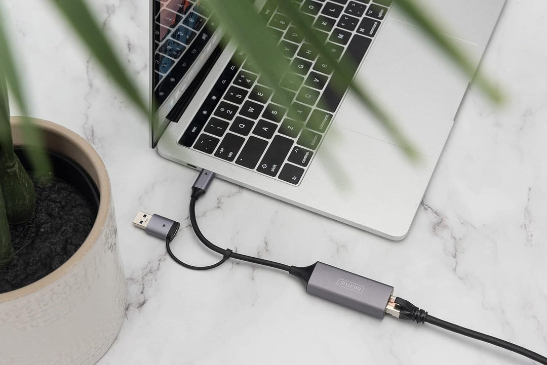 DIGITUS DN-3028 USB Type-C™ Gigabit Ethernet Adapter 2.5G, USB-C™ + USB A (USB3.1/3.0)
