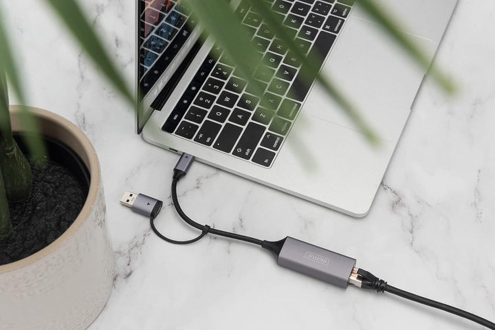 DIGITUS DN-3028 USB Type-C™ Gigabit Ethernet Adapter 2.5G, USB-C™ + USB A (USB3.1/3.0)