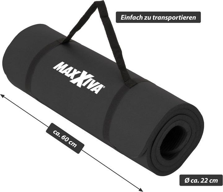 MAXXIVA® Yogamatte - 190x60x1,5 cm oder 190x100x1,5 cm, mit Tragegurt, Phthalatfrei, Rutschfest, Far