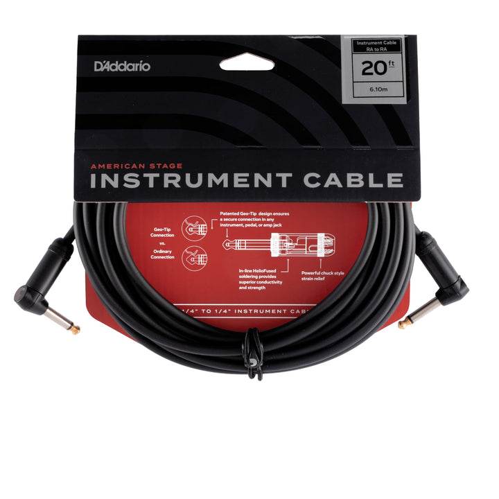 Planet Waves PW-AMSGRR-20 American Stage Instrumentenkabel 6,10m (20 Fuss) schwarz 20 Feet Rechter W