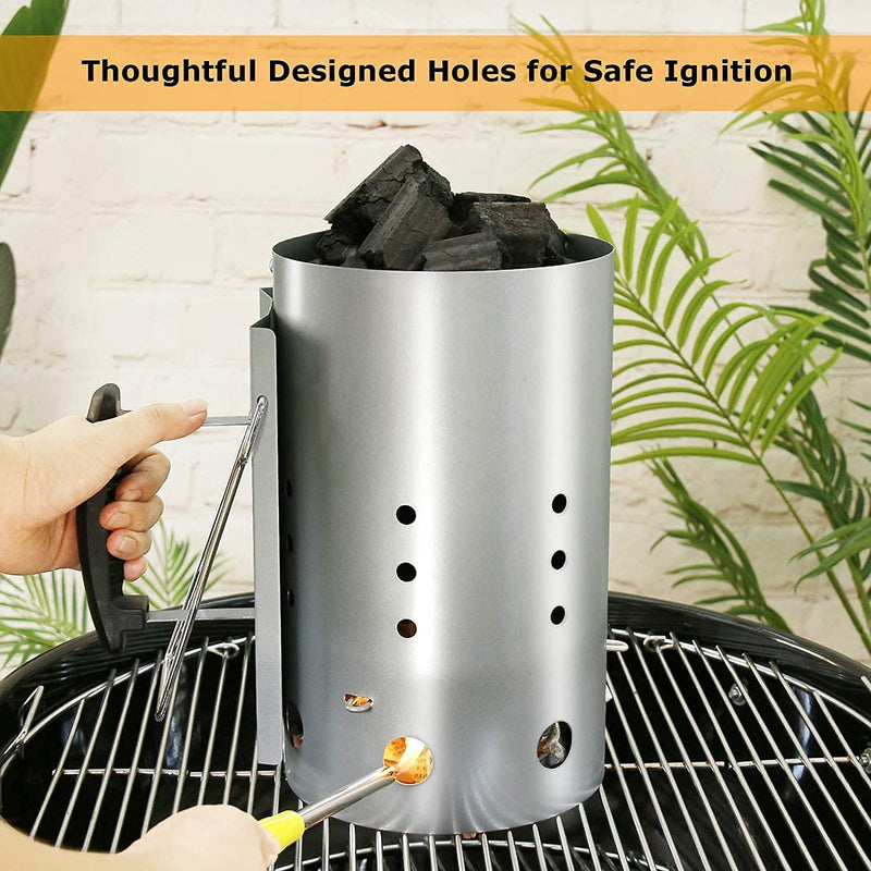 GFTIME XL Kohle Anzündkamn für Weber 7416 Holzkohlegrill zubehör, Grillkamin Anzünder mit Doppelgrif