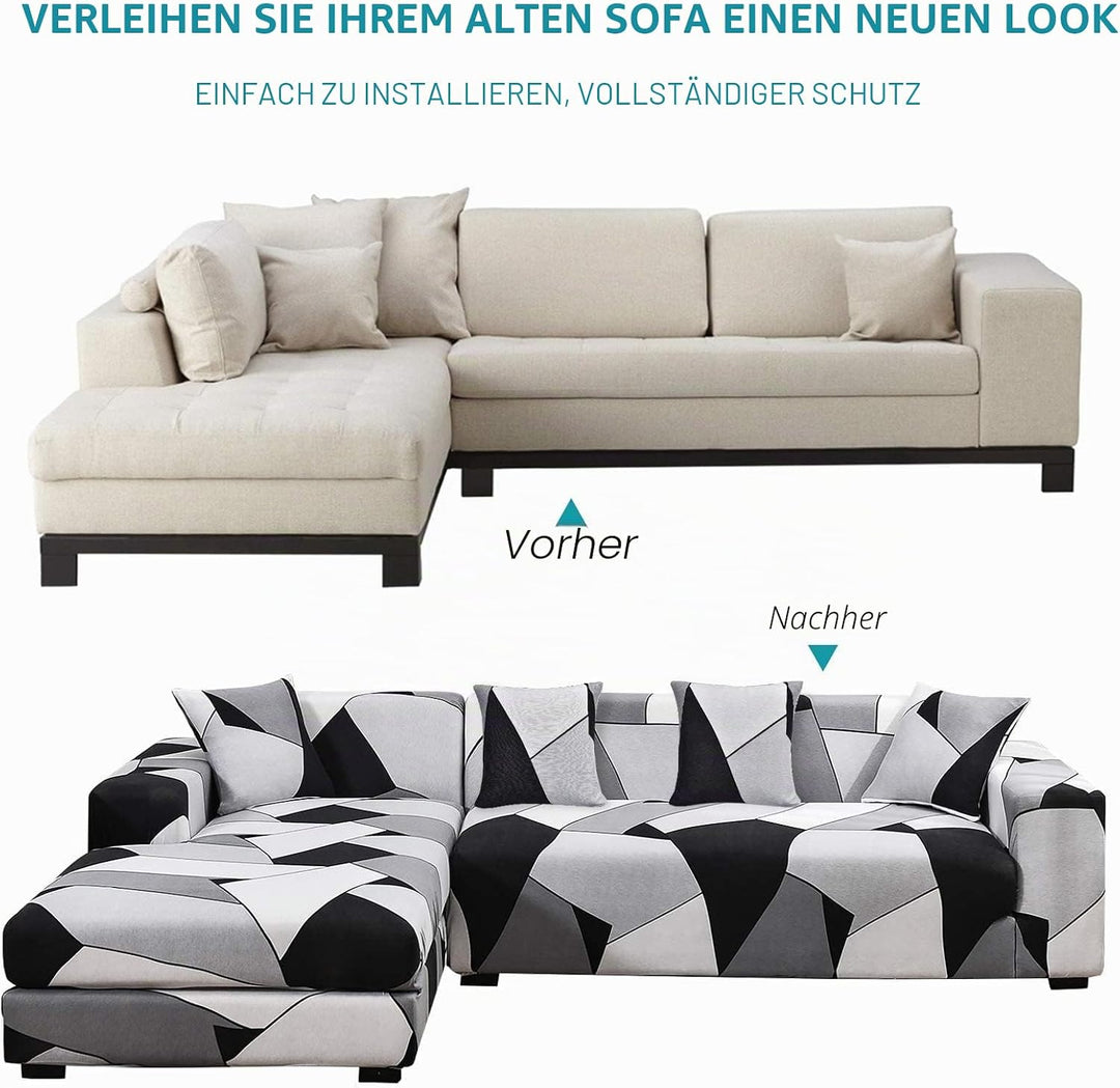 ShowyLive Sofa Überzug Couch Überzug 2er Set für Ecksofa L-Form Sofabezug 2 Sitzer+3 Sitzer, mit 2 S