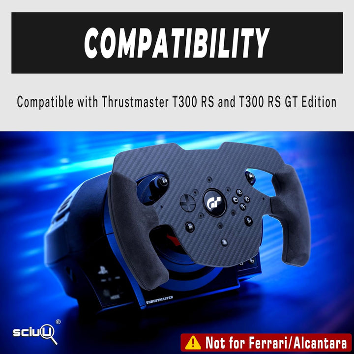 sciuU 4mm Carbon Lenkrad Mod kompatibel mit Thrustmaster T300 RS & GT Edition - 300g Leichtbau Formu