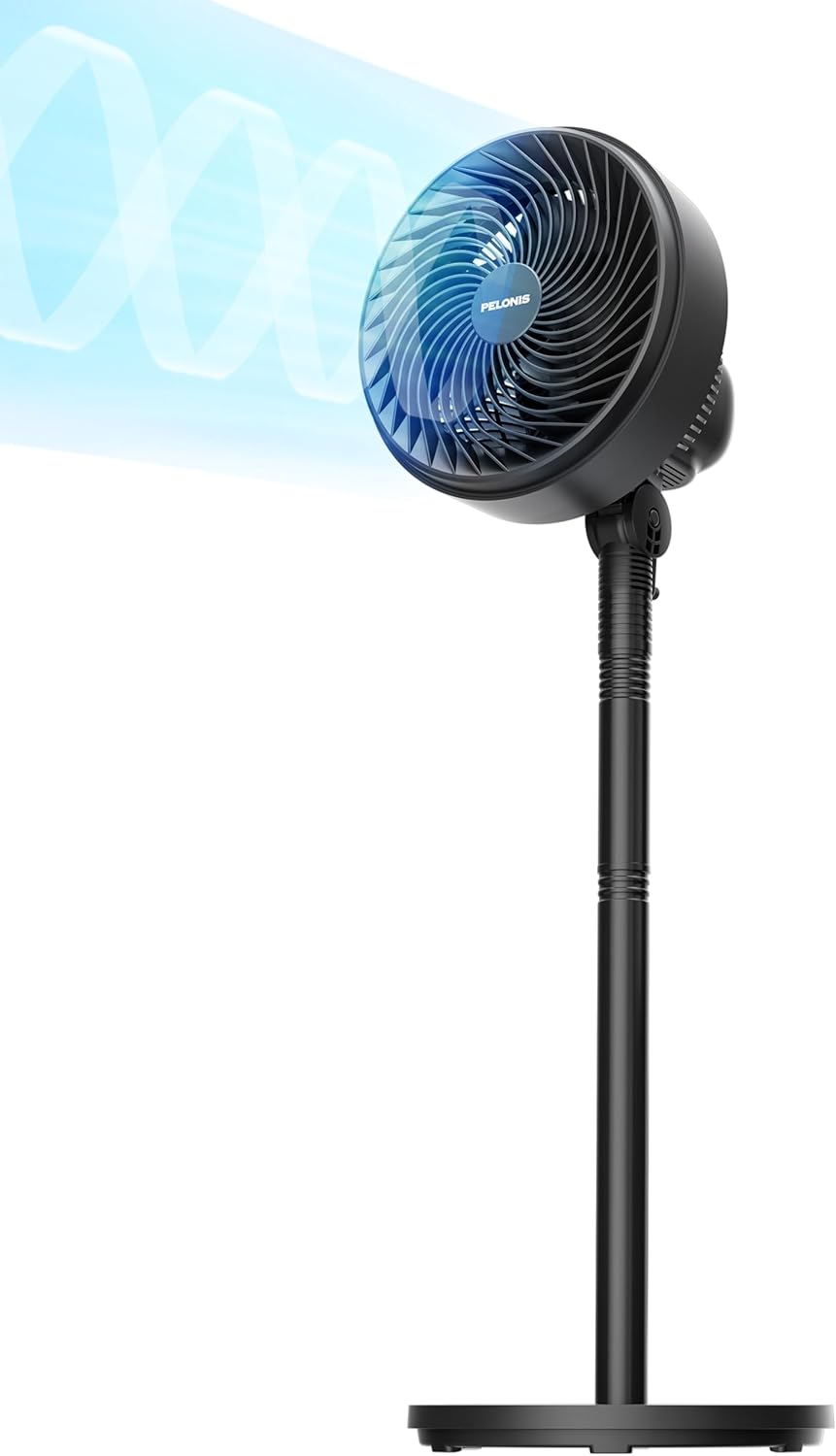 Pelonis 4 fach Höhenverstellbarer Säulenventilator Ultra Leiser Oscillierender Ventilator mit 90° Sc