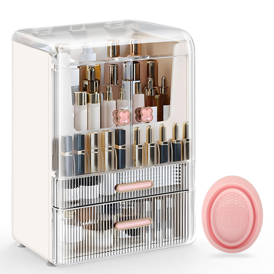 Make Up Organizer Kosmetik Aufbewahrung mit Deckel Schubladen Dustproof Cosmetic Schmink Organizer B