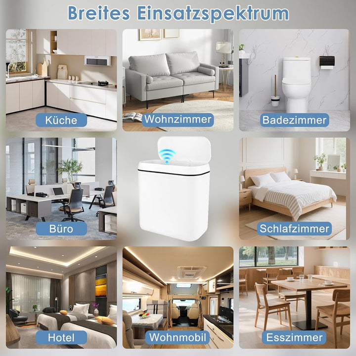 15L Mülleimer mit Sensor, Automatik Touchless Mülleimer mit 3 Modi, Sensor Mülleimer, Schnelle Reakt