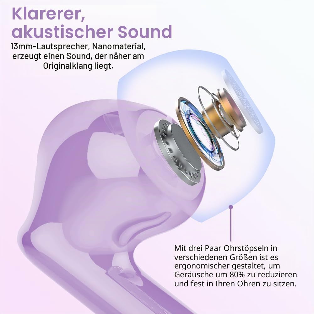 Btootos Bluetooth Kopfhörer, Kopfhörer Kabellos Bluetooth 5.4 Sport In Ear Kopfhörer mit 4 Mikrofon,
