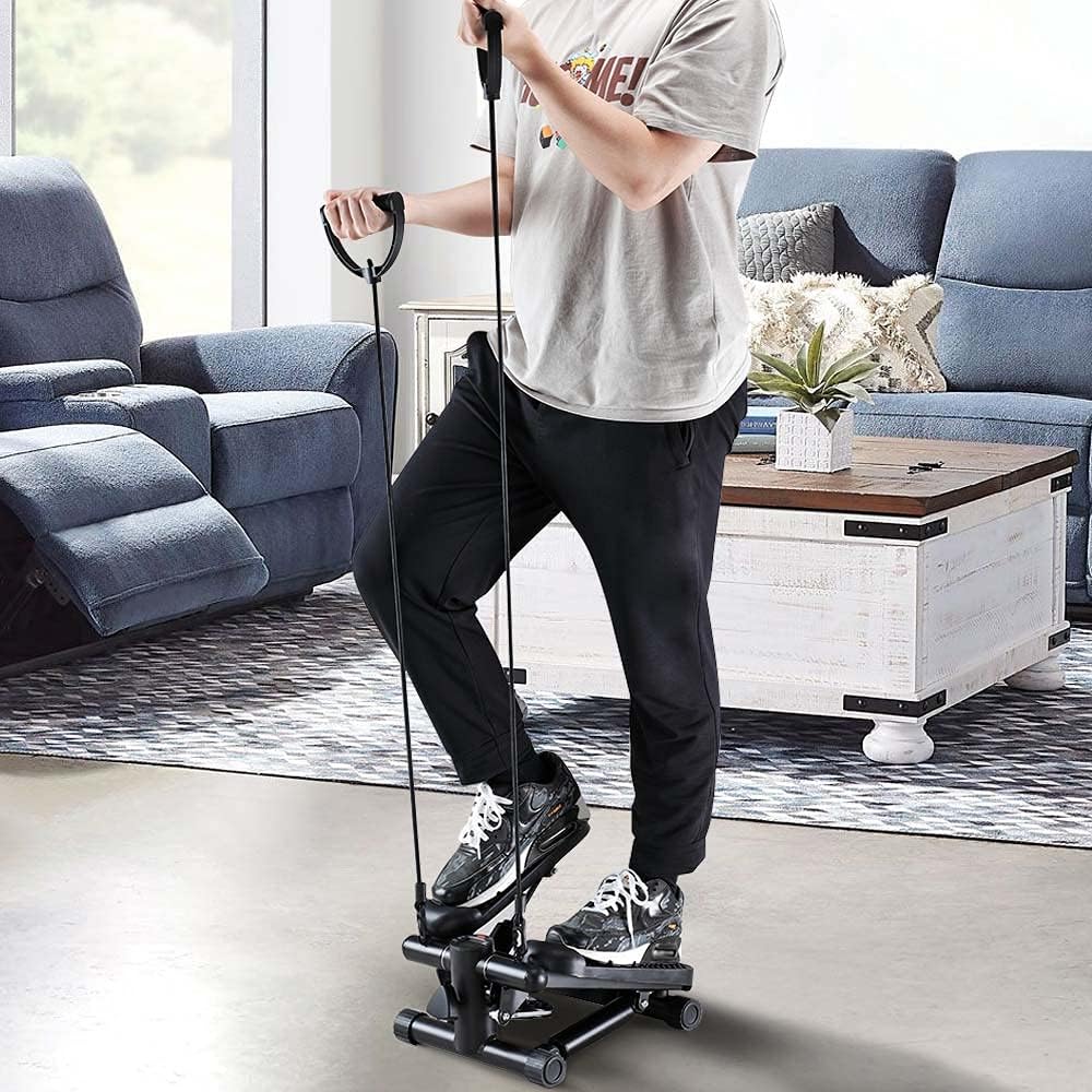 BAKAJI Stepper Fitness-Training, Cardio, Beine, Hüfte, mit LCD-Display, Kalorien, Zeit und Hanteln,