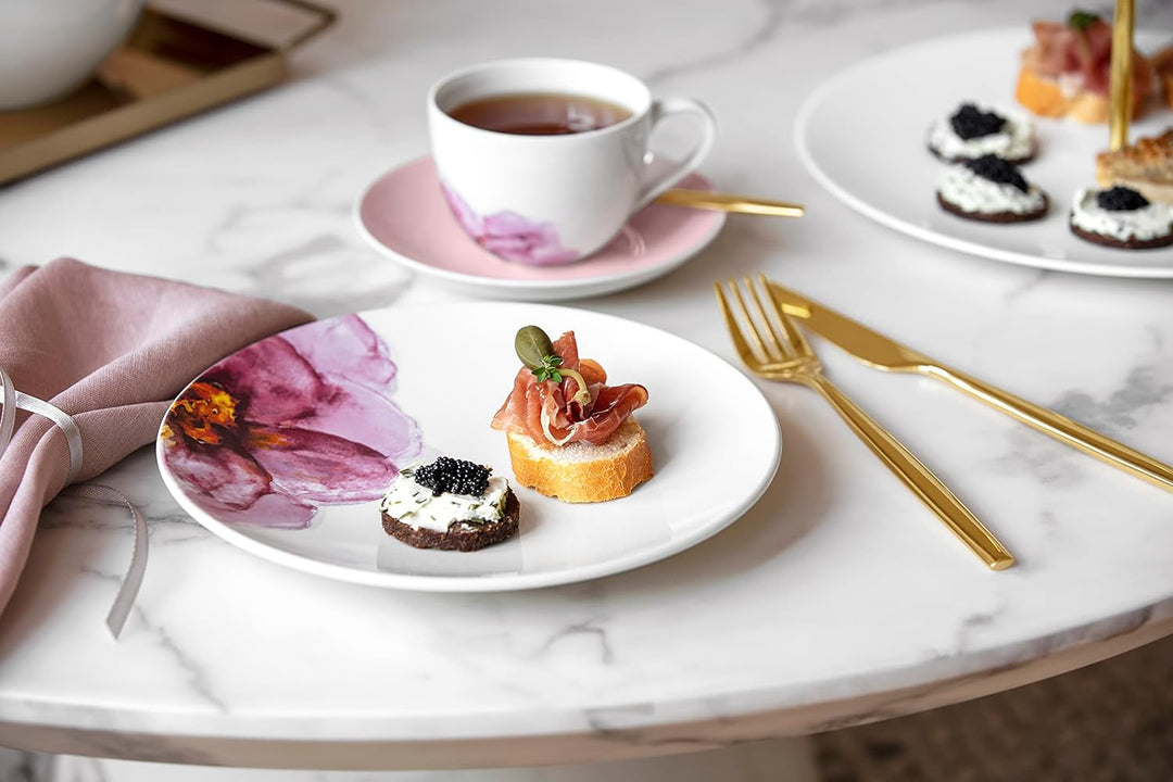 Villeroy & Boch Rose Garden Frühstücksuntertasse 6er Set weiss D.18cm