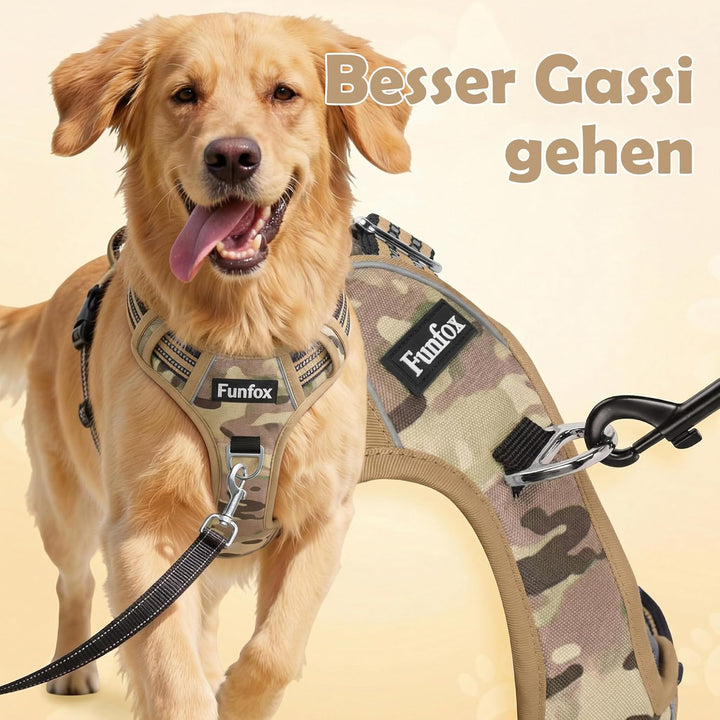 Funfox Hundegeschirr Kleine Hunde [S] - Anti Zug Welpengeschirr mit Griff &amp; Ringreflektoren, Atmungs