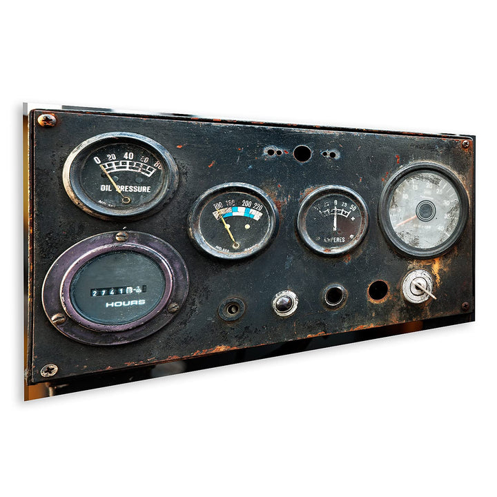 islandburner Bild auf Leinwand Alter Industrie Zähler Messanzeigen Industrial Meter Bilder Wandbilde