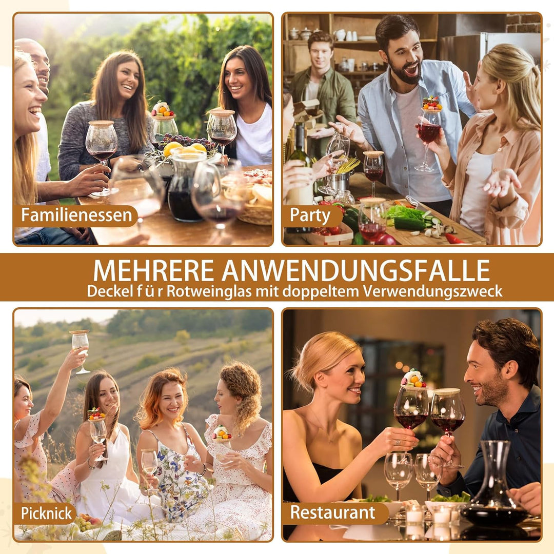 Generisch 10 Stück Weinglas Aufsatz,Charcuterie Brett Topper,Weinglas Topper Holz,Weinglas Topper,Un