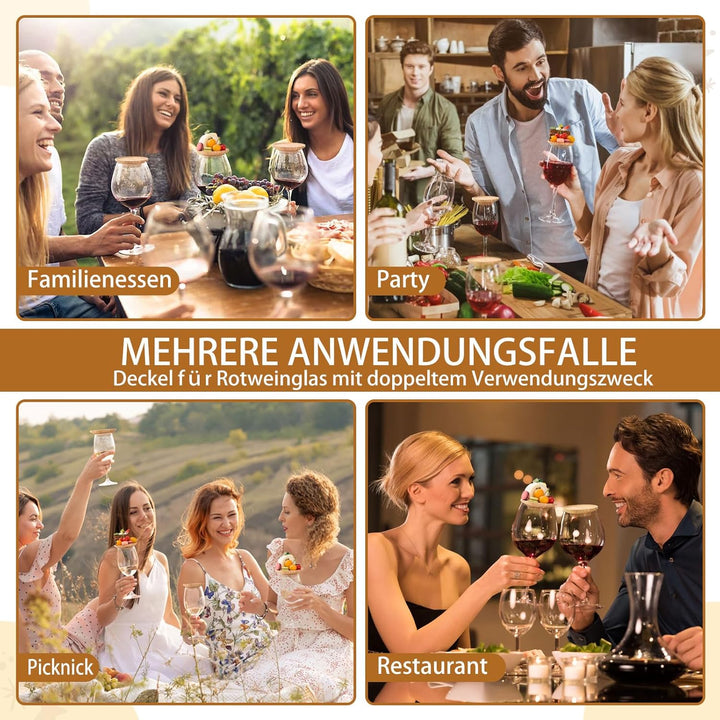 Generisch 10 Stück Weinglas Aufsatz,Charcuterie Brett Topper,Weinglas Topper Holz,Weinglas Topper,Un