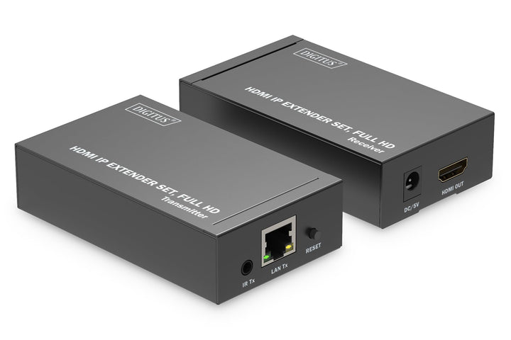 DIGITUS HDMI IP Extender Set, Full HD (1080p/60Hz), 120m Reichweite, Schwarz
