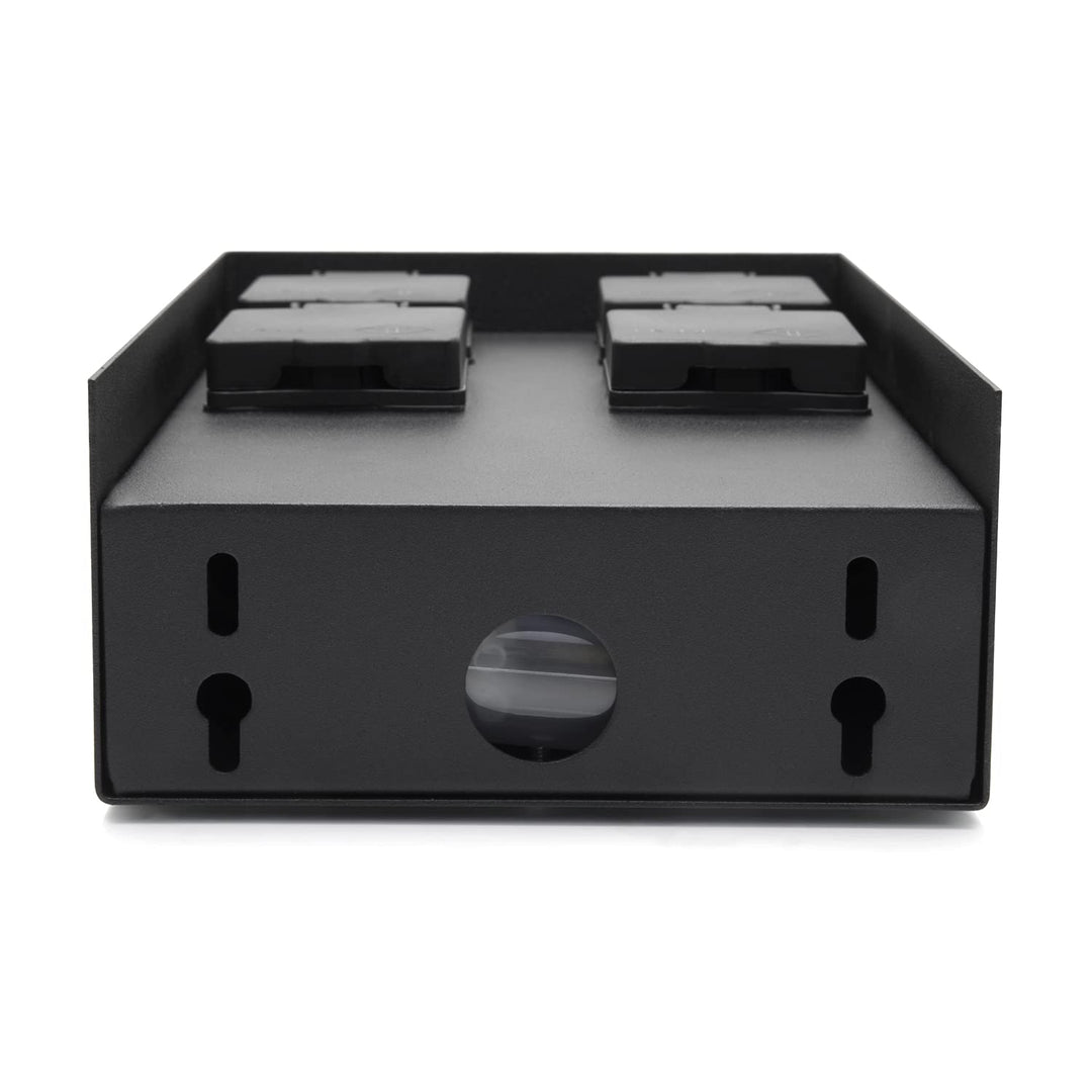 LED Universum Gartensteckdose aus Edelstahl, IP44 für aussen (Schwarz 4-fach), Schwarz 4-fach