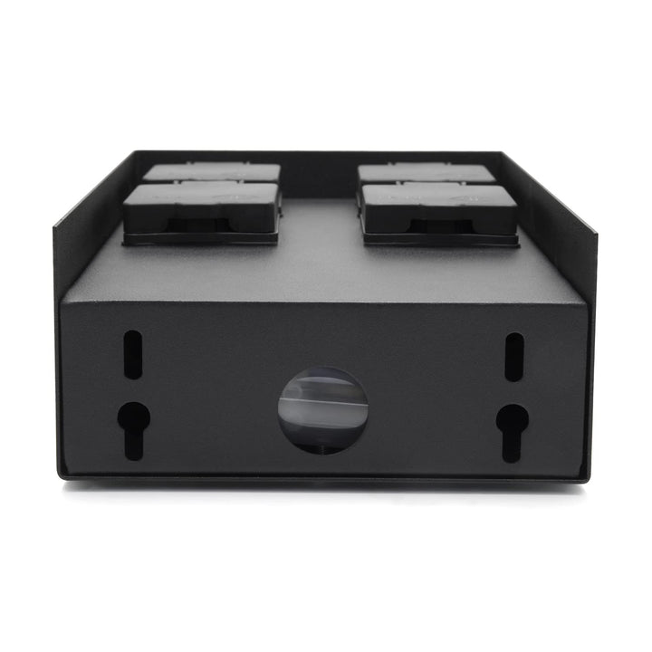 LED Universum Gartensteckdose aus Edelstahl, IP44 für aussen (Schwarz 4-fach), Schwarz 4-fach