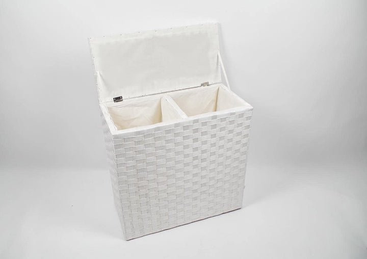 Kobolo Wäschesammler Wäschesortierer - Nylon - weiss - 125L - 2 Fächer