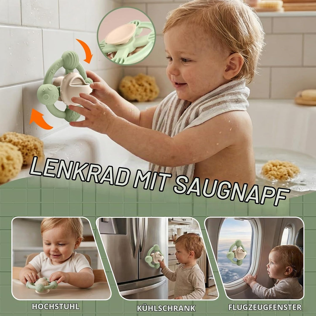 Badespielzeug Baby ab 1 2 3 4 Jahre, Badewannenspielzeug Silikon Wasserspielzeug mit Spritztiere Sta