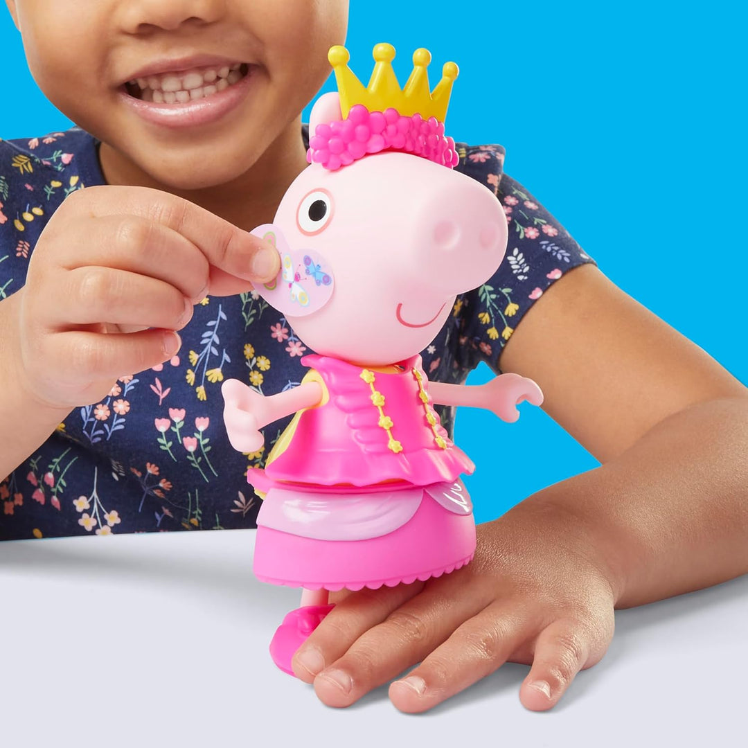 Peppa Pig Peppas Anziehspass-Kleiderschrank Spielset, Figur, 14 Mode-Accessoires und Aufklebern, int