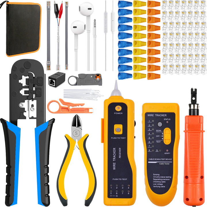 MAYLINEE-TECH Netzwerk Abisolierzange Kabel Tester, Werkzeug Set RJ45, tragbare Telefon kabel Crimpe