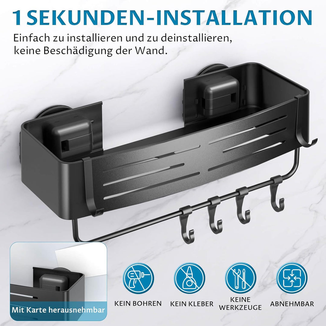 2 Stück Duschregal Ohne Bohren mit Saugnapf, Wasserdicht Badregal Abnehmbarer Bad-Organizer mit Hand