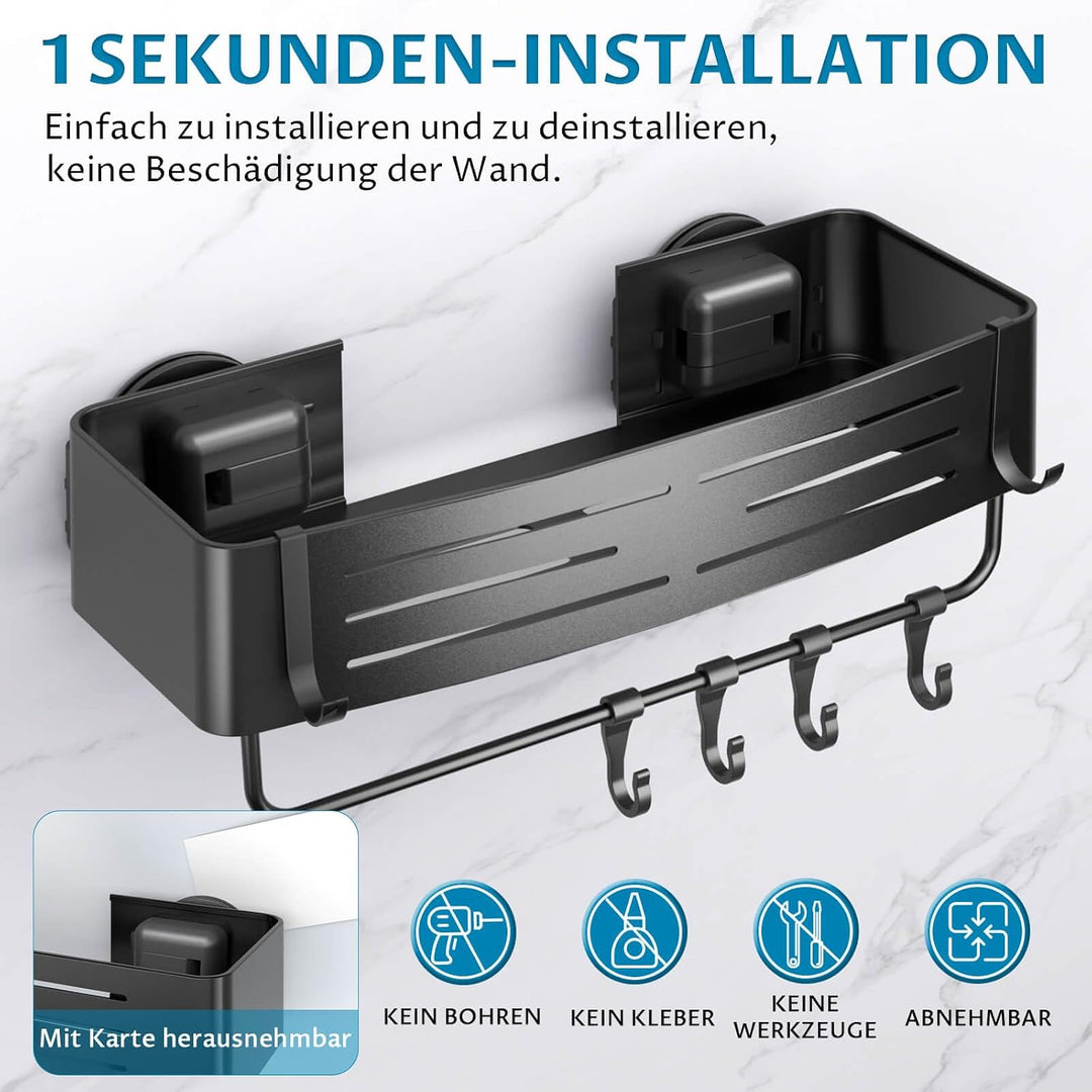 2 Stück Duschregal Ohne Bohren mit Saugnapf, Wasserdicht Badregal Abnehmbarer Bad-Organizer mit Hand