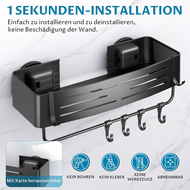 2 Stück Duschregal Ohne Bohren mit Saugnapf, Wasserdicht Badregal Abnehmbarer Bad-Organizer mit Hand