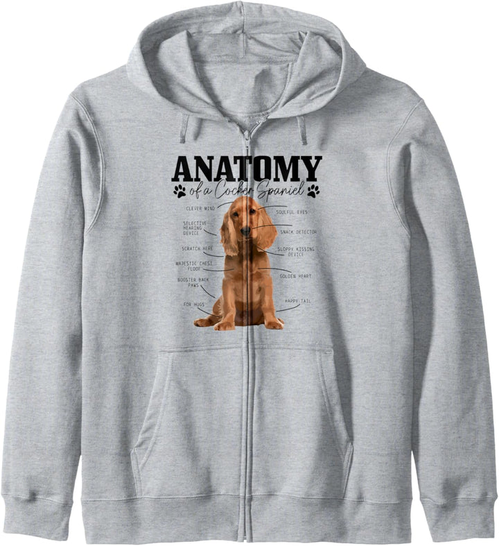 Cocker Spaniel Anatomie Lustig Niedlich Hund Cocker Spaniel Mama Papa Kapuzenjacke