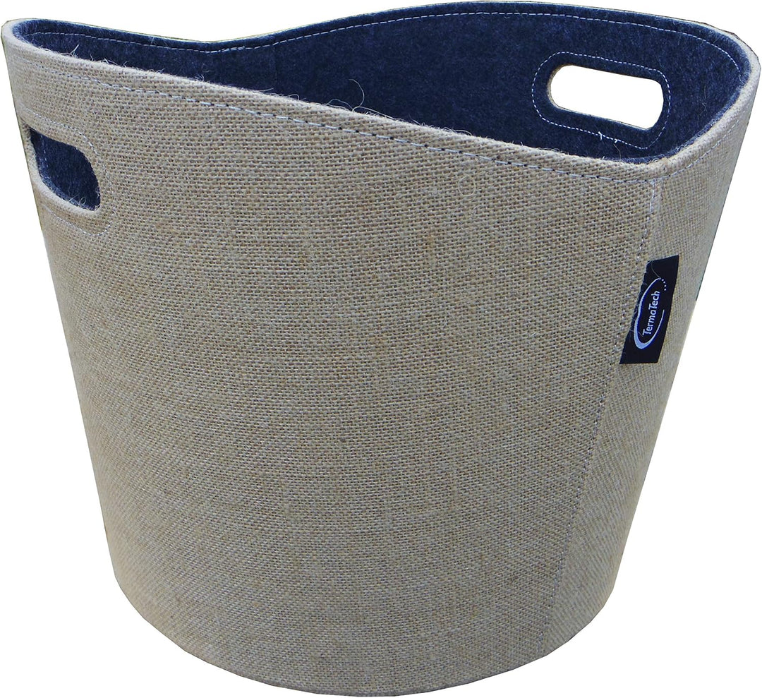 Holzkorb aus Jute beige und Filz grau rund von TermaTech
