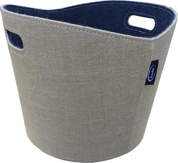 Holzkorb aus Jute beige und Filz grau rund von TermaTech