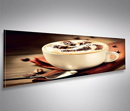 islandburner Bild Bilder auf Leinwand Cappuccino V2 Kaffee Küche Panorama XXL Poster Leinwandbild Wa