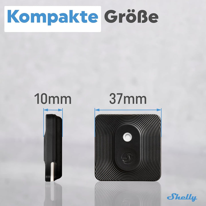 Shelly Blu H&T Schwarz | Bluetooth-gesteuerter Temperatur- und Luftfeuchtigkeitssensor | Spritzwasse
