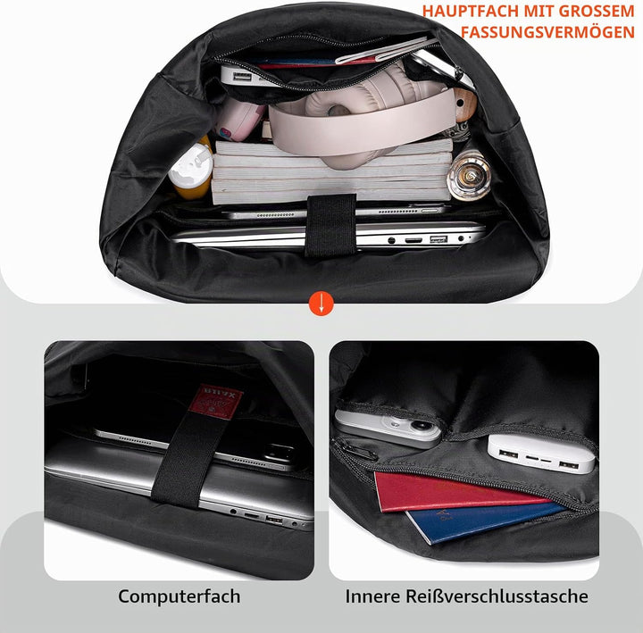 Rolltop Rucksack Damen Herren Gross Laptop Rucksack Wasserdichter mit Computerfach 17,3 Zoll Rucksäc