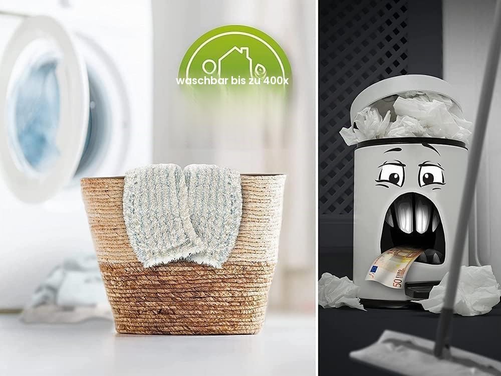 Leifheit 2er Set Wischbezug Profi XL Cotton Plus für Steinböden und Fliesen, Wischer Ersatzbezug aus