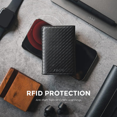 VULKIT Kreditkartenetui RFID-blockierende Pop-Up-Kartentasche aus Echtem Leder mit Geldscheinfach, A