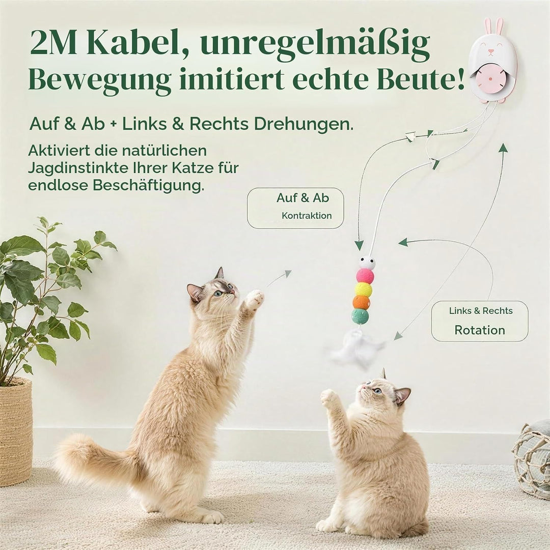 Rain smaller Interaktives Katzenspielzeug für Wohnungskatzen, Automatisches Hängendes Katzenspielzeu