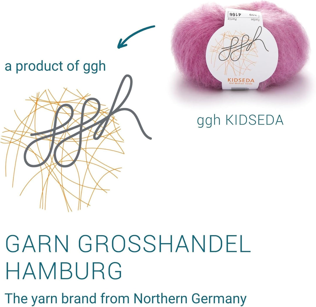 ggh Kidseda Box - 6 Knäuel - Mohairwolle mit Seide zum Stricken - Farbe 209 - Rosameliert, 209 - Ros