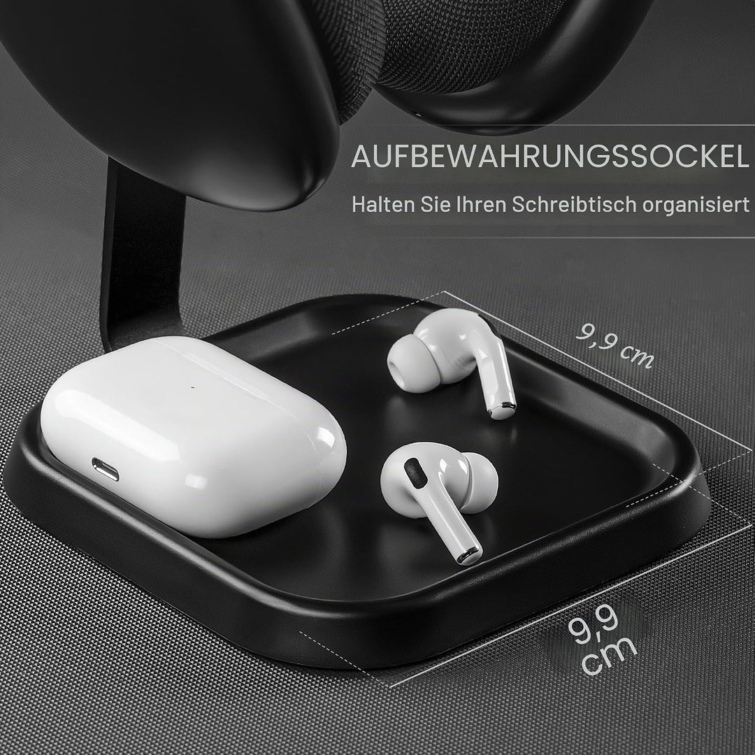 Kopfhörer Ständer, Gebogener Headset Halterung mit Ablagefach, Schwere Basis Gaming Kopfhörer Halter