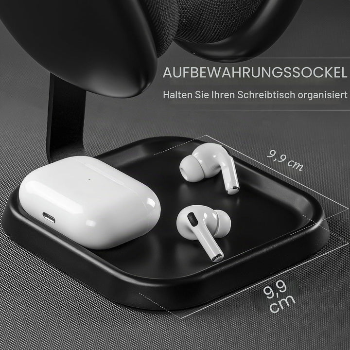 Kopfhörer Ständer, Gebogener Headset Halterung mit Ablagefach, Schwere Basis Gaming Kopfhörer Halter