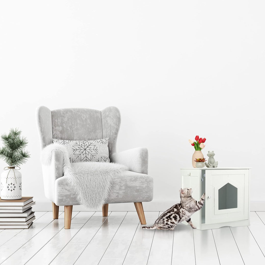 Relaxdays Katzenschrank, grosser Eingang, Magnettür, Rückseite mit Luftlöchern, HBT: 52 x 48 x 53 cm