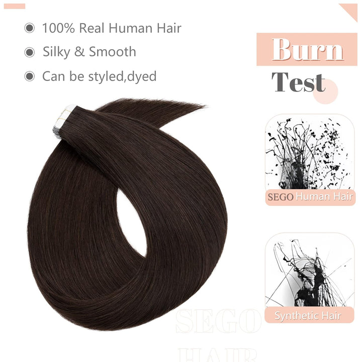 SEGO Echthaar Tape in Extensions Haarverlängerung Invisible Seamless Haarteile Skin Weft Menschenhaa