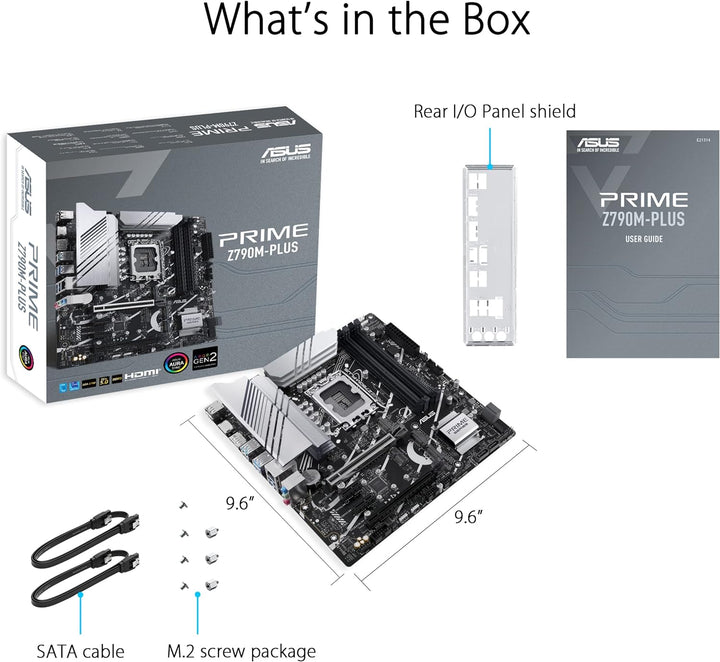 ASUS PRIME Z790M-PLUS Gaming Mainboard (Intel LGA 1700 (mATX, PCIe 5.0, DDR5 Speicher, 3x M.2, Aura