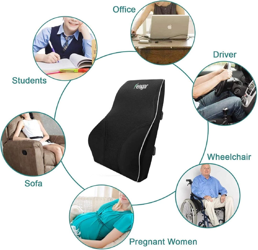 Feagar Lendenkissen - Memory Foam Rückenkissen für Bürostuhl & Sofa | Rückenstütze-Kissen für Büro &
