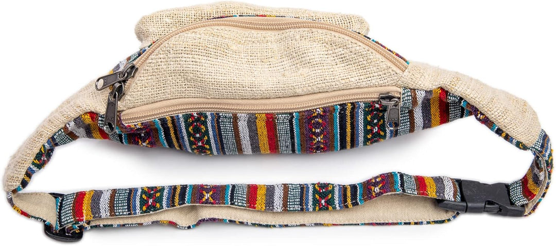 Freakmandu Unisex Hanf Gürteltasche – Fanny Packs, Hüftgürteltasche zum Umhängen, Boho Hippie Stil,